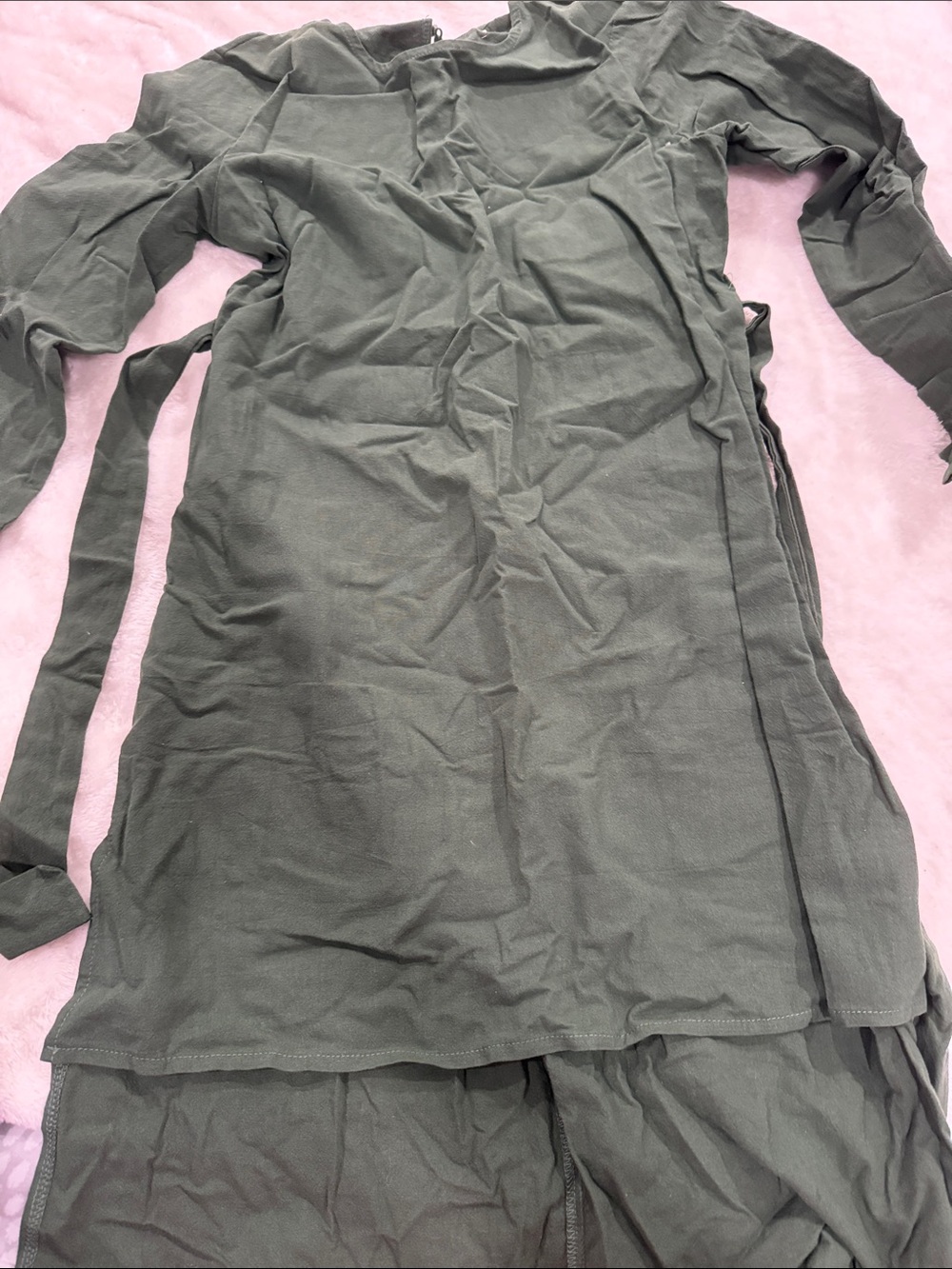 Olive Green Long Sleeve Tunic Set